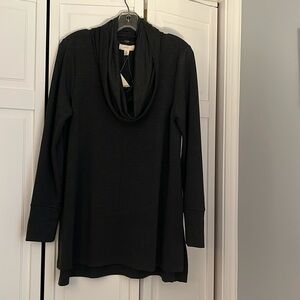 Cupio charcoal gray cowl tunic size large NWT